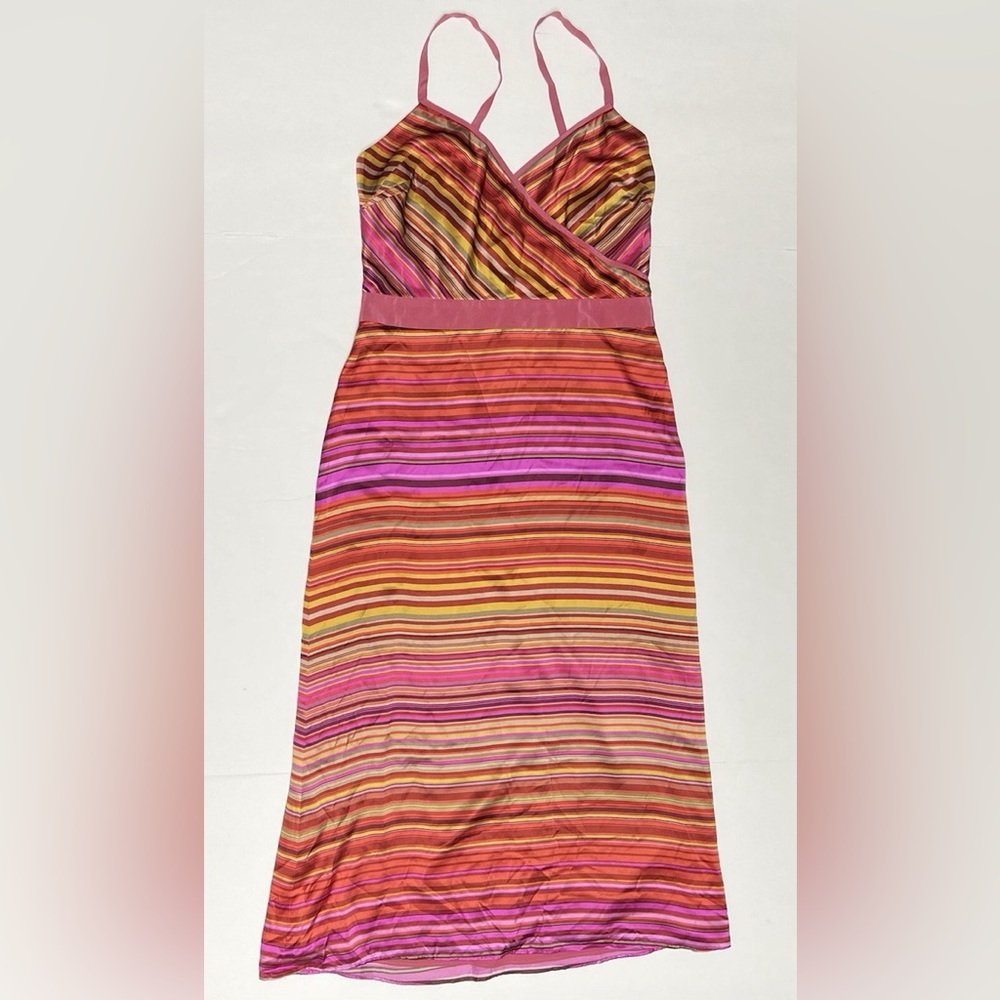 Banana Republic Rainbow striped silk dress, Size 8